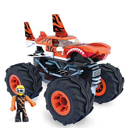 Mega Construx Monster Trucks Tiger Shark Coche de juguete de bloques de construcción, incluye figura, para niños +5 años (Mattel GVM26)