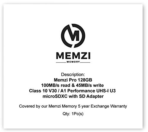 MEMZI 128 GB Tarjeta de Memoria Compatible para Motorola Moto G9 G8 G7 G6 Power/Plus/Play/Lite, G 5G Plus, G Pro, E7 E6s E6 E5 Plus/Play Smartphones - microSDXC 100 MB/s Clase 10 V30 con Adaptador SD