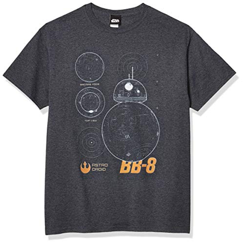 Mens Star Wars Episodio VII La Fuerza despierta BB8 Droid T Shirt Carbón Medium - Chest 38-40in Charcoal