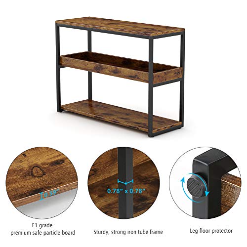 Mesa Consola Mesa de sofá Mesa de Entrada Mesa Auxiliar Industrial de 3 Niveles con Marco de Tubo de Hierro para Pasillo, Entrada, Sala de Estar de Tribesigns