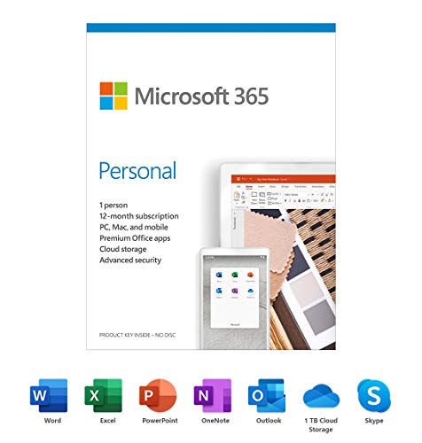 Microsoft 365 Suscripción personal de 1 año para PC, Mac, iOS y Android, licencia de 1 usuario, tarjeta clave