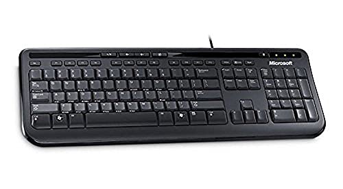 Microsoft Wired Keyboard 600 - Teclado, Black, con Cables, USB, 60 MB, USB, CD-ROM, Windows Vista/Windows XP, Negro (QWERTY - Reino Unido) (QWERTY inglés)