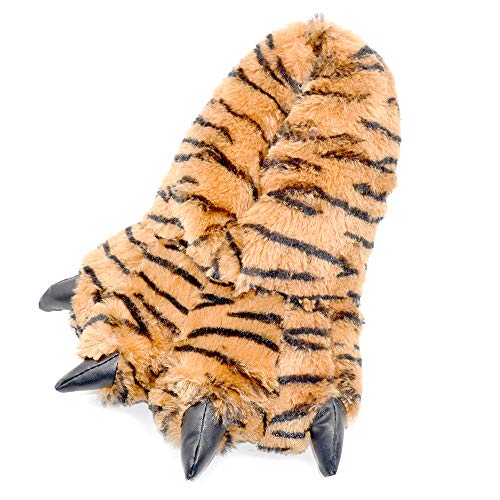 Millffy Zapatillas Divertidas Oso Grizzly Peluche Animal Peludo Garra Paw Zapatillas Niños, Niños y Adultos Disfraz Calzado (Medium - (Niños grandes), Tigre de Bengala)