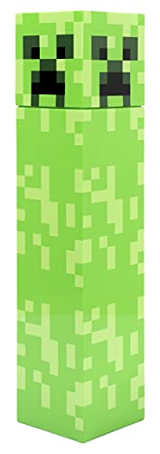 Minecraft - Botella de Agua de Minecraft - Botella de Agua con Diseño del Creeper Verde Pixelado de Minecraft - Botellas de Agua para Niños, Botella de Agua Reusable - 650 ml - Mercancía de Minecraft