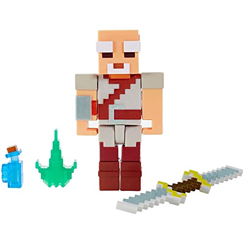 Minecraft Dungeons Figura de batalla coleccionable de 3.25 pulgadas y accesorios, basado en videojuegos, regalo de historias imaginativas para niños y niñas de 6 años en adelante