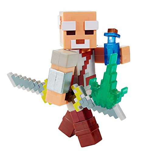 Minecraft Dungeons Figura de batalla coleccionable de 3.25 pulgadas y accesorios, basado en videojuegos, regalo de historias imaginativas para niños y niñas de 6 años en adelante