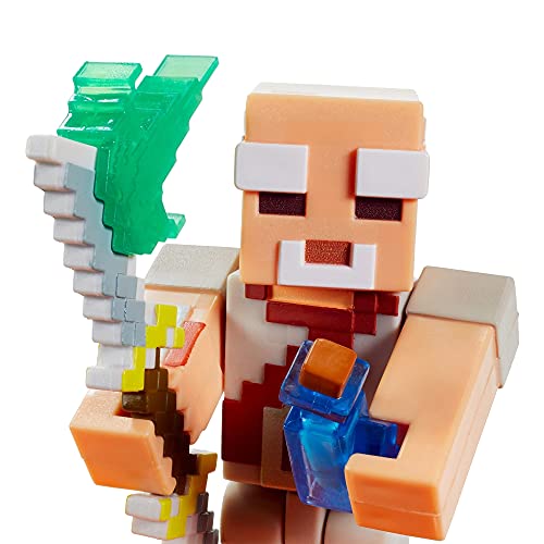 Minecraft Dungeons Figura de batalla coleccionable de 3.25 pulgadas y accesorios, basado en videojuegos, regalo de historias imaginativas para niños y niñas de 6 años en adelante