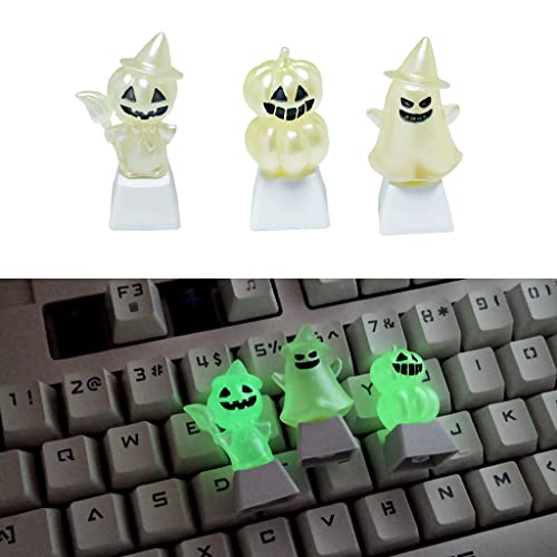 MingSheng Only Keycap Cartoon Three-Dimensional Halloween Pumpkin Single Stereo Translucent Keycaps for DIY Mechanical Keyboard Single Keycaps for Keyboard Backlit Custom