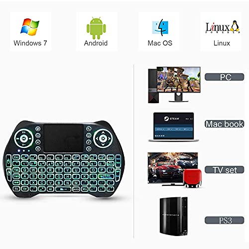 Mini Teclado retroiluminado FYUN, 2,4 GHz con combinación de Mouse con Panel táctil, Controlador Recargable, Compatible con Android TV Box, IPTV, HTPC, Smart TV, PC, X-Box
