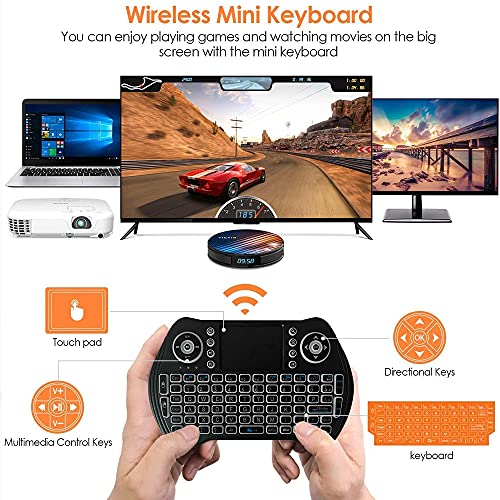 Mini Teclado retroiluminado FYUN, 2,4 GHz con combinación de Mouse con Panel táctil, Controlador Recargable, Compatible con Android TV Box, IPTV, HTPC, Smart TV, PC, X-Box