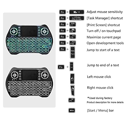 Mini Teclado retroiluminado FYUN, 2,4 GHz con combinación de Mouse con Panel táctil, Controlador Recargable, Compatible con Android TV Box, IPTV, HTPC, Smart TV, PC, X-Box