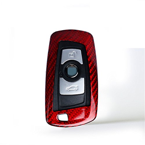 M.JVisun Auténtico Fibra de Carbono Ligero Llave del Coche Funda Caja Para BMW 1 Serie 2 Serie 3 Serie 4 Serie 5 Serie 6 Serie 7 Serie X3 X4 M2 M3 M4 M5 M6 Llave - Rojo