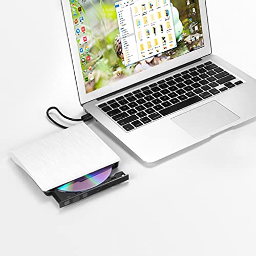 Moares Unidad De Disco CD-ROM USB 3.0 Delgado Externo DVD RW Grabadora De CD Unidad Grabadora Lector Reproductor Unidades ópticas para PC Portátil Blanco