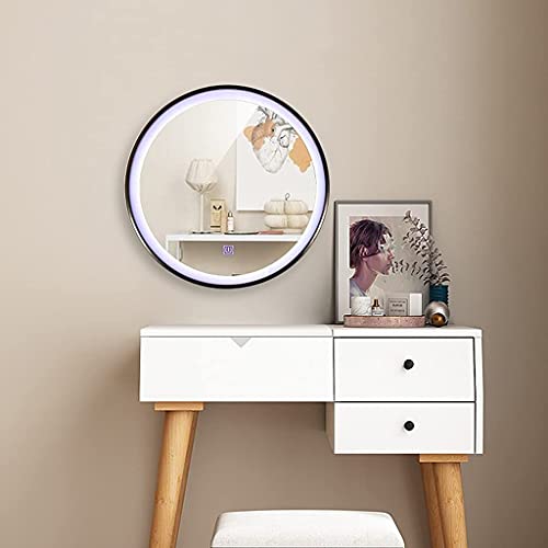 Modern Round Wall Mirrors with LED Decorative Illuminated Bathroom Mirror with Touch Control Anti-fog Makeup Mirrors(Size:40CM)
