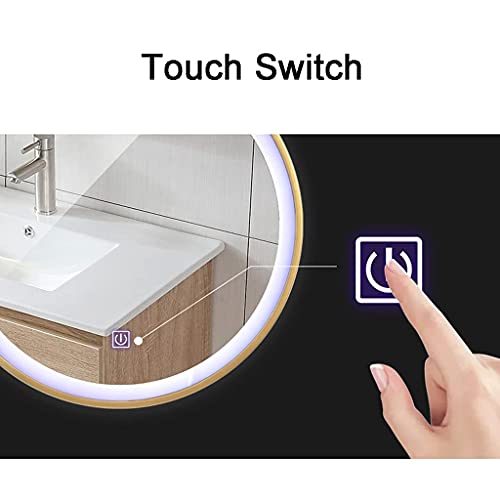 Modern Round Wall Mirrors with LED Decorative Illuminated Bathroom Mirror with Touch Control Anti-fog Makeup Mirrors(Size:40CM)