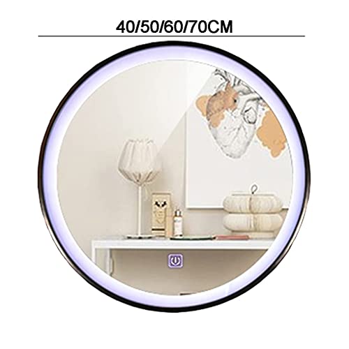 Modern Round Wall Mirrors with LED Decorative Illuminated Bathroom Mirror with Touch Control Anti-fog Makeup Mirrors(Size:40CM)