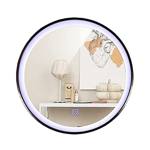 Modern Round Wall Mirrors with LED Decorative Illuminated Bathroom Mirror with Touch Control Anti-fog Makeup Mirrors(Size:40CM)