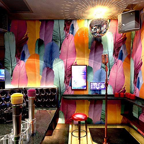 Moderno minimalista PVC papel pintado abstracto 3D color pavo real pluma sala de estar sofá TV fondo pared tienda decoración cafetería hotel tienda ropa tienda 1.73 'W x 32.8' L no pegado