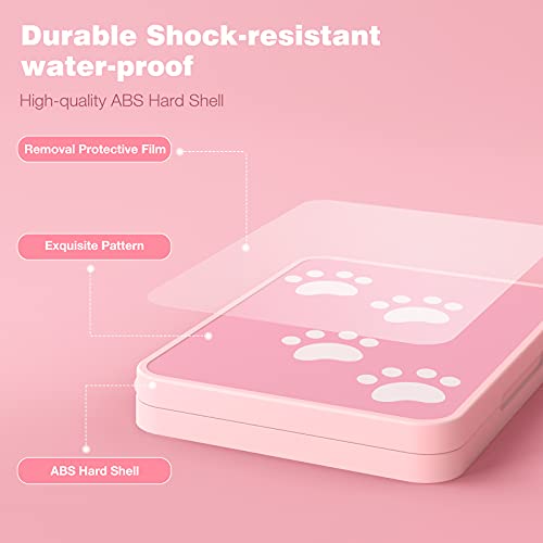 MoKo Funda para Almacenamiento para Switch Juegos Compatible con Nintendo Switch & Switch Lite & Switch OLED, Organizador de 16 Tarjetas de Juego Impermeable Estuche Caja de Tarjeta - Gato Rosa