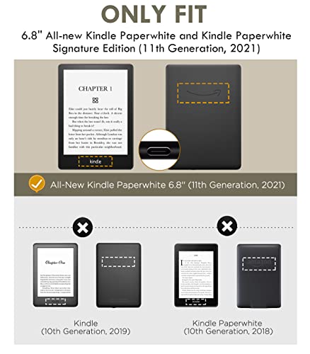 MoKo Funda para Kindle Paperwhite 11ª Generación (Modelo 2021) 6.8" y Kindle Paperwhite Signature Edición, PC Estuche Carcasa Estilo Niños con Auto Sueño/Estela, Árbol de Suerte