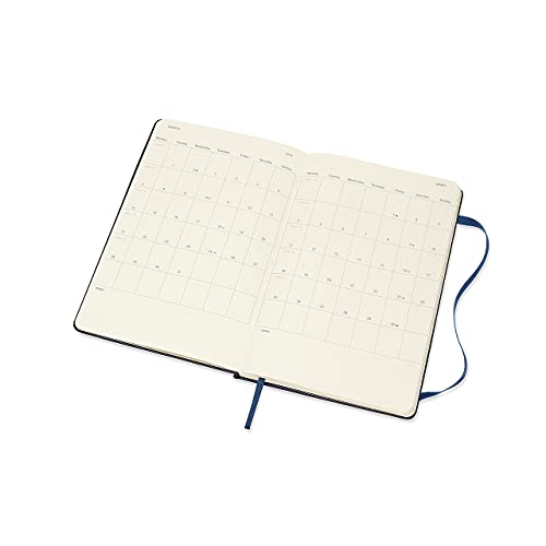Moleskine - Agenda Semanal de 18 Meses, Agenda Semanal 2021/2022, Agenda Semana Vista con Tapa Dura y Cierre Elástico, Tamaño Grande 13 x 21 cm, Color Azul Zafiro, 208 Páginas