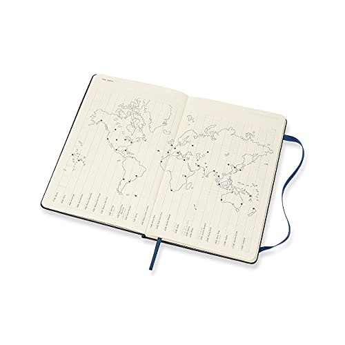 Moleskine - Agenda Semanal de 18 Meses, Agenda Semanal 2021/2022, Agenda Semana Vista con Tapa Dura y Cierre Elástico, Tamaño Grande 13 x 21 cm, Color Azul Zafiro, 208 Páginas