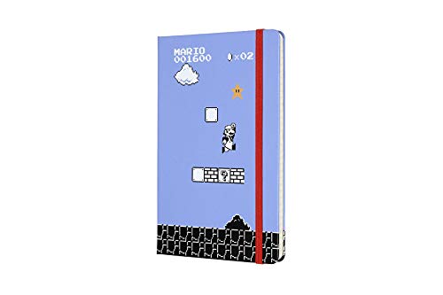 Moleskine Super Mario Edición Limitada, Cuaderno de Rayas con Gráficos y Detalles Temáticos del Videojuego de Super Mario, Tapa Dura, Tamaño Grande 13 x 21 cm, Azul Cielo, 240 Páginas