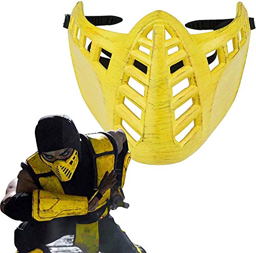 Mortal Kombat Scorpion - Juego de máscara de látex Sub-Zero Cosplay Masquerade Halloween Party Costume Props (Classic Scorpion)