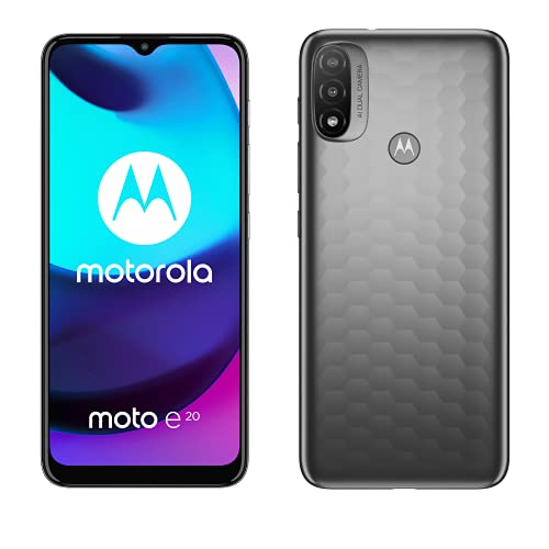 Motorola Moto E20 (Pantalla 6.5" Max Vision HD+, cámara 13MP, procesador octa-core 1.6GHz, batería 4000 mAH, Dual SIM, 2/32GB, Android 11), Gris [Versión ES/PT]