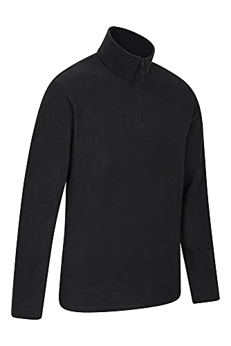Mountain Warehouse Forro Polar Hombres Camber Suave - Ligero, Transpirable, Secado rápido, antipelusas, con más ventilación, Invierno Negro XS