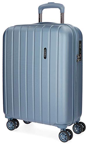 Movom Wood Maleta de cabina Azul 40x55x20 cms Rígida ABS Cierre TSA 38L 2,9Kgs 4 Ruedas Dobles Equipaje de Mano