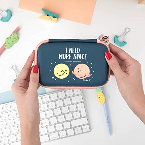 Mr Wonderful Wondee I Need More Space WOA08978EN - Estuche Tecnológico con Cremallera, Azul
