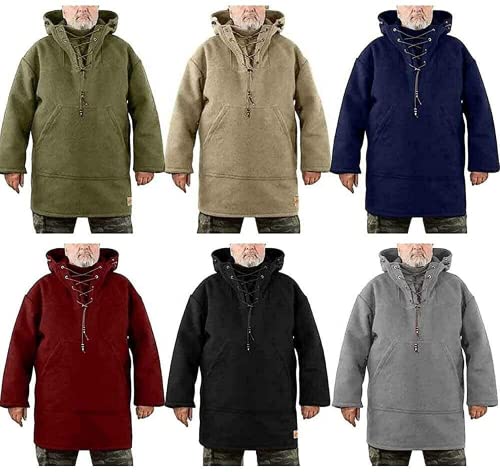 MTDBAOD Mens Wool Heavy Coat, Winter Long Sleeve Warm Casual Hooded Anorak Coat Outwear for Men, for Sporting, Camping (Red,S)