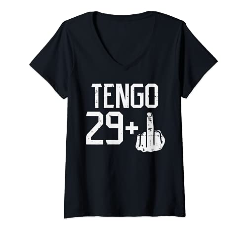 Mujer 29 Anos + Dedo Medio Humor 30 Cumpleanos Birthday Regalo Camiseta Cuello V