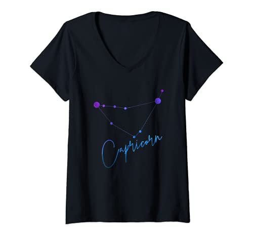 Mujer Capricornio signo del zodiaco y astrología constelación estrella Camiseta Cuello V