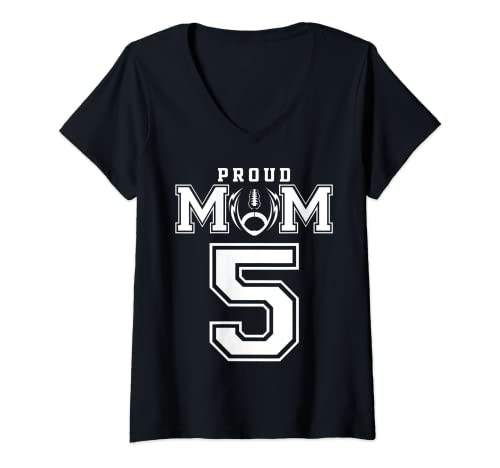 Mujer Número 5 de la mamá del fútbol de encargo orgulloso personalizado para las mujeres Camiseta Cuello V