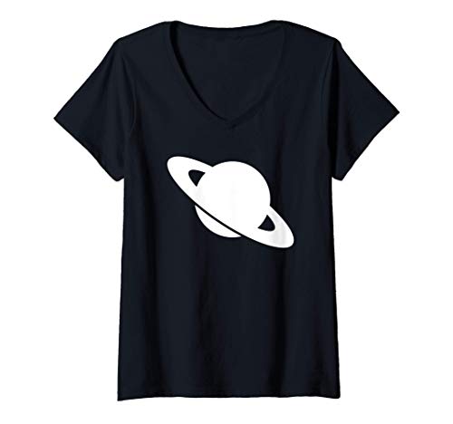 Mujer Saturn Astronomy Solar System Planet Camiseta Cuello V