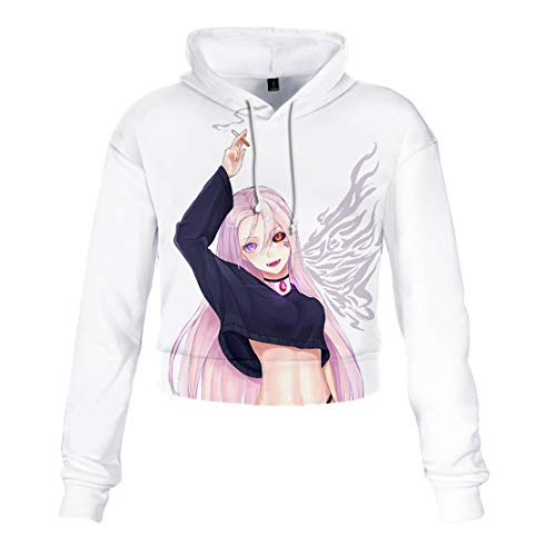 Mujeres sexy de manga larga con capucha corta Sudaderas con capucha 3D The Seven Deadly Sins (7,L)