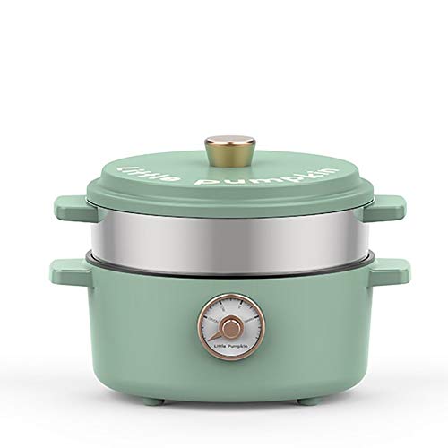 Multi-eléctrica olla 2 L olla de cocción lenta Con 3 configuraciones de calor y la función de mantenimiento de calor pequeña sartén olla caliente/sopa de olla,Green with steamed grid