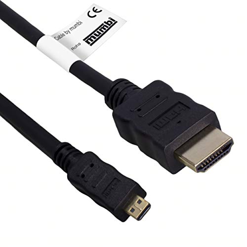 Mumbi - Cable de conexión micro HDMI tipo D a HDMI 1.4 de alta velocidad (resolución 1080p, 3 m)