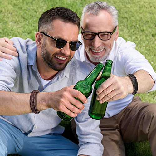 murtoo Pulsera Hombre Cuero Acero Inoxidable Cierre Magnética Negro Cuero Marrón Negro Trenzada Brazalete Marrón 20cm