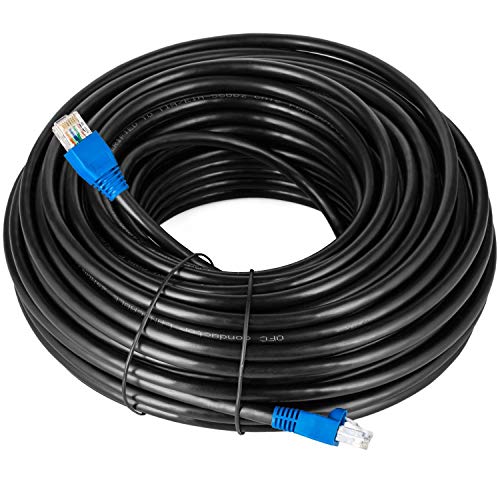 MutecPower Cable 50m Cable de Red ethernet Cat5E Exterior con Enchufe RJ-45 - FTP - CCA - Negro - 50 Metros