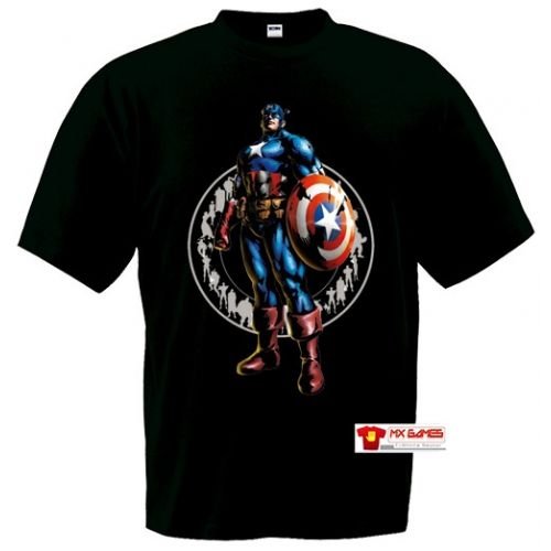 Mx Games Camiseta Marvel vs Capcom 3 (Capitan America) Manga Corta (Talla: Talla XL Unisex Ancho/Largo [58cm/76cm] Aprox)