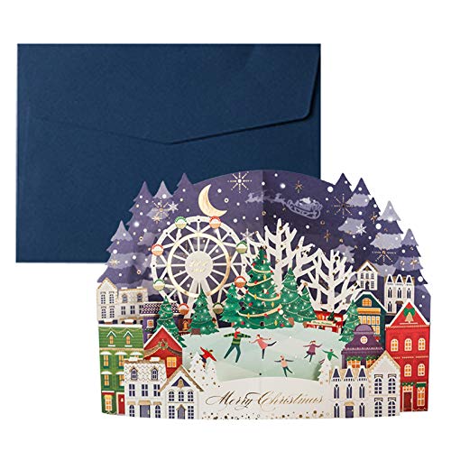 MYBOON Merry Christmas Cards Winter City Tarjeta de Navidad Gift Pop-Up Cards Christmas DEC Tarjeta de felicitación 3D