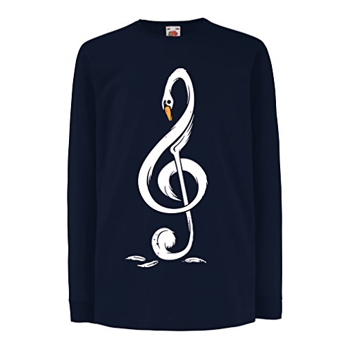 N4369D La Camiseta de los niños con Mangas largas G Clave Musical (14-15 Years Azul Multicolor)