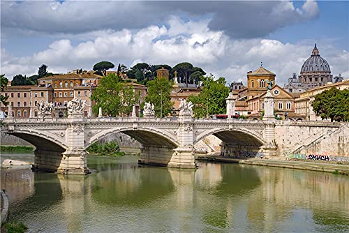 NA 500 Piece Puzzles Games Impossible Jigsaw Puzzles For Adults Landscape Architecture Rome Italy Bridges Rivers Sculptures Tiber Puzzle Decompressing Toy Jigsaws Educational Games