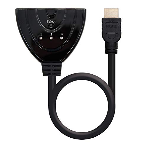 NanoCable 10.25.2103 - Switch HDMI V1.3 de alta velocidad 3x1 pigtail, negro, con cable HDMI de 50cm