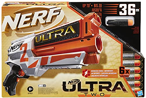 Nerf Two Motorised Blaster – Recarga rápida – Incluye 6 Compatible Solo con Dardos Ultra, Multicolor (Hasbro E79214R00)