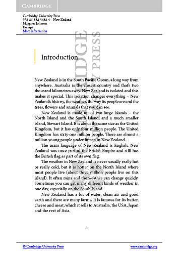 New Zealand. Level 2 Elementary / Lower-intermediate. A2. Cambridge Experience Readers.