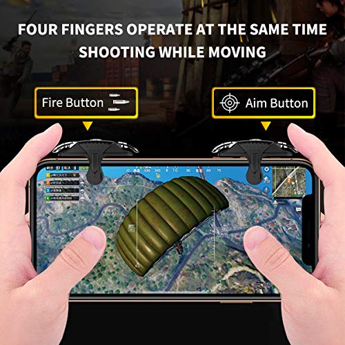 Newseego PUBG Controladores de Juegos Móviles, [Respuesta más Rápida] Gatillos de Juegos para Móvil Controladores Sensibles Apunta y Dispara Trigger Keys L1R1 Joysticks para PUBG/Knives out, Negro